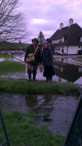 Jackie and Jane visited households affected by flooding. They met local Parish Councillors, including Phil Allen  who was out today looking at waterflows through the village.
