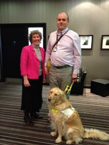 Jon's role is to champion the needs of those who use Guide Dogs- he wants more announcements on the trains- tho' we are all aware those announcements can wake up other commuters!